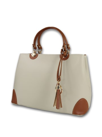 Toscanto Leder Handtasche, Umhängetasche Toscanto Tasche beige, tan ca. 32cm