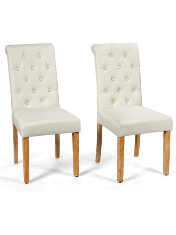 COSTWAY 2er Set Esszimmerstühle in Beige