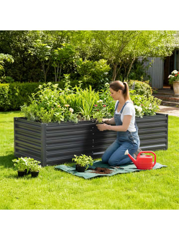 relaxdays Hochbeet in Anthrazit - (B)180 x (H)57 x (T)90 cm