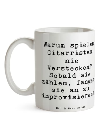 Mr. & Mrs. Panda Tasse Spruch Gitarre Improvisation mit Spruch in Weiß