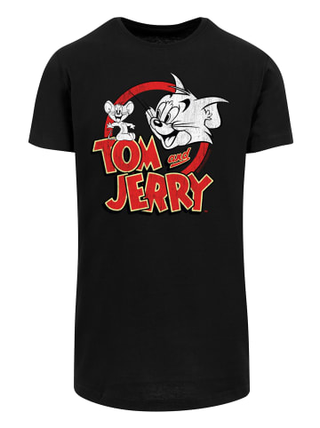 F4NT4STIC Long Cut T-Shirt Tom and Jerry TV Serie Distressed in schwarz