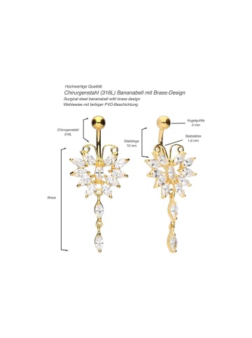 PIERCINGLINE Bauchnabelpiercing Chirurgenstahl "großer Schmetterling" in Roségoldfarben