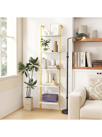 COSTWAY 5-stöckiges Leiterregal in Weiß