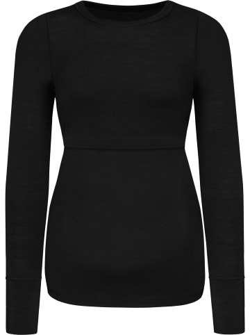 Normani Outdoor Sports Merino Umstands-Langarm-Shirt „Cambria“ in Schwarz