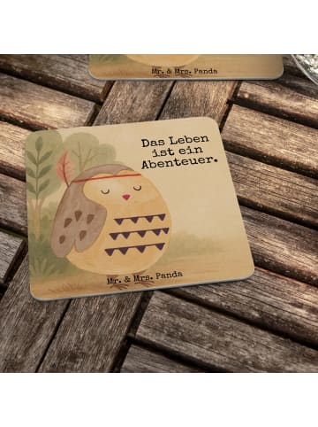 Mr. & Mrs. Panda Bierdeckel Eule Federschmuck Design mit Spruch in Weiß