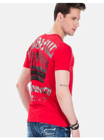 Cipo & Baxx Herren T-Shirt mit Foil-Print in ROT