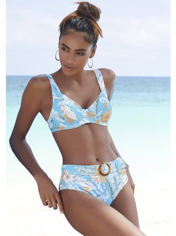 Sunseeker Highwaist-Bikini-Hose in aquablau-bedruckt