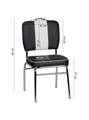 FineBuy Esszimmerstuhl in Schwarz / Kunstleder / 47x45x90