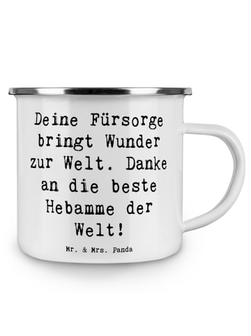 Mr. & Mrs. Panda Emaille Becher Spruch Beste Hebamme mit Spruch in Weiß