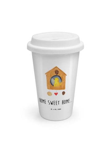Mr. & Mrs. Panda Thermobecher To Go Vogelhaus Home mit Spruch in Weiß
