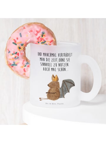 Mr. & Mrs. Panda Tasse Fledermaus Sitzen mit Spruch in Transparent