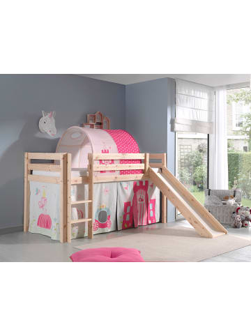 58 aufm Kessel KINDERBETT mit Rutsche Karolina Massivholz Natur Textilset Princess 2