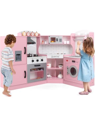 COSTWAY Eck Spielküche ab 3 Jahren in Rosa