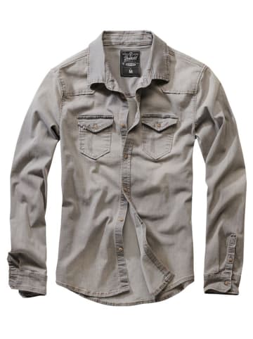 Brandit Hemd "Riley Denim Shirt Long Sleeve" in Grau