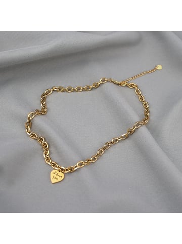 ANELY Edelstahl Halskette mit Herz Anhänger in Gold