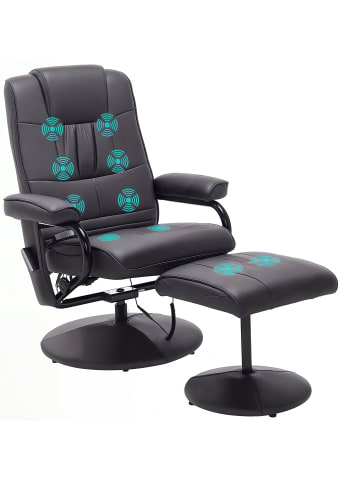 HOMCOM Massagesessel mit Hocker-77L x 84B x 95H cm-Braun