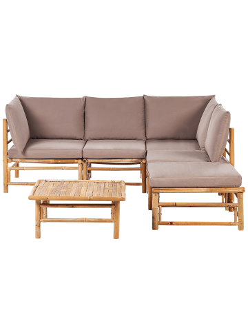 Beliani 6-tlg Sitzgruppe CERRETO in Braun/Beige/Grau