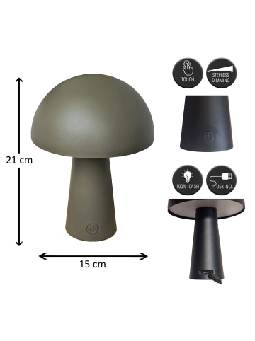 Coen Bakker LED Pilz Tischlampe IP44 Innen & Außen 15x21cm in Taupe