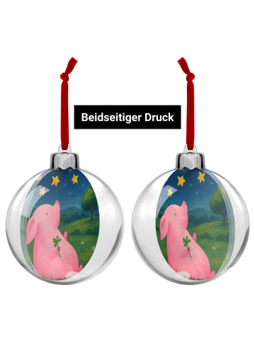 Mr. & Mrs. Panda Plastik-Weihnachtskugel Schwein Glück Design oh... in Weiß