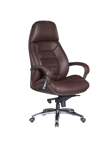 KADIMA DESIGN Designer Bürostuhl Bezug Echtleder Schreibtischstuhl bis 120 in Braun