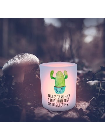 Mr. & Mrs. Panda Windlicht aus Glas Kaktus Happy mit Spruch in Transparent