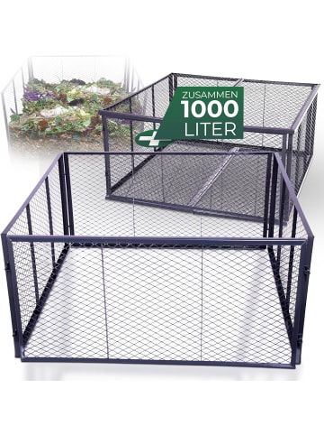 Novatool Novatool Garten-Komposter Metall 100x100x100 cm + Deckel und Boden, mi in Silber