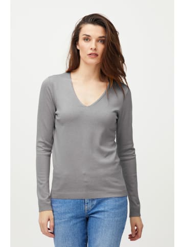 PULZ Jeans Strickpullover PZSARA - 50204127  Femininer Pullover mit V-Ausschnitt in hellgrau
