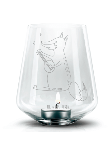 Mr. & Mrs. Panda Glas Windlicht Fuchs Gitarre ohne Spruch in Transparent