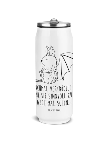 Mr. & Mrs. Panda Trinkflasche Fledermaus Sitzen mit Spruch in Weiß