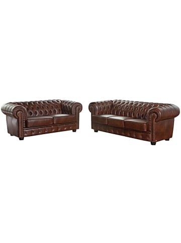 58 aufm Kessel SOFA 3-Sitzer Kath Bezug Wischleder Buche nussbaum dunkel / braun