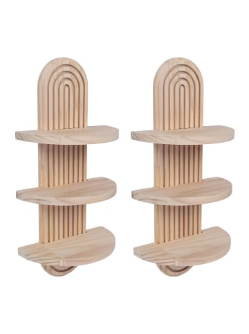 relaxdays 2 x Wandregal in Natur - (B)21,5 x (H)45 x (T)12 cm