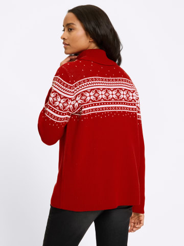 Heine Pullover in rot-ecru-gemustert