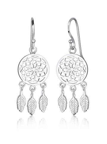 Elli Ohrringe 925 Sterling Silber Boho, Feder, Traumfänger in Silber