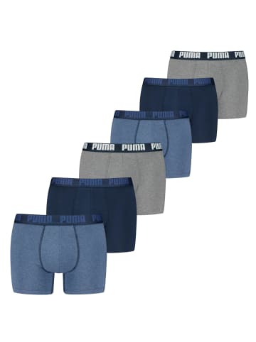 Puma Boxershort 6er Pack in Blau/Grau