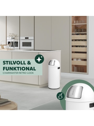 eluno Pushmülleimer 25 Liter aus Stahlblech, Retro Abfalleimer mit abnehmbarem Deckel