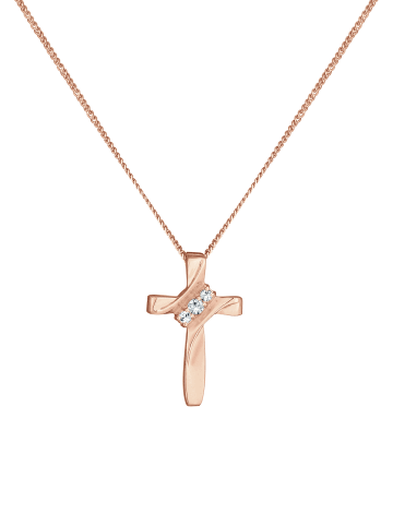 Elli Halskette 925 Sterling Silber Kreuz in Rosegold