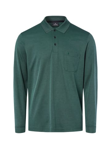 Ragman Langarm-Poloshirt - bügelleicht in tanne - 0013