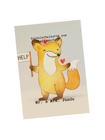 Mr. & Mrs. Panda Postkarte Sozialarbeiterin Leidenschaft Design ... in Weiß