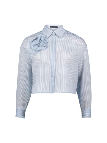 Zero  Bluse gestreift mit Stoffblume in WhiteBlue