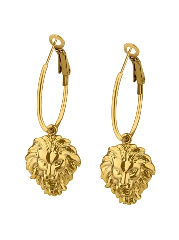 ANELY Ohrringe mit Löwenkopf Anhänger Statement-Design in Gold