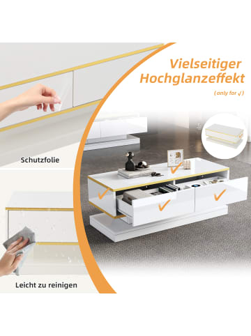 ABRIHOME Couchtisch Sofatisch mit 2 großen Schubladen, 100*50*38cm