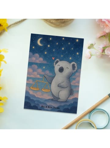 Mr. & Mrs. Panda Grußkarte Waage Astrologie Design ohne Spruch in Weiß