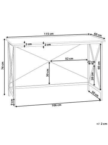 Beliani Schreibtisch FUTON in Braun/Schwarz - (W) 115 x (H) 76 x (L) 60 cm