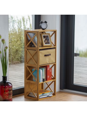 relaxdays Regal 4 Ablagen in Natur-Braun - (B)42 x (H)105 x (T)29 cm
