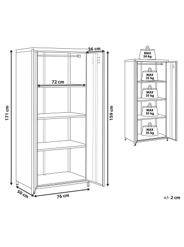 Beliani Kleiderschrank VARNA in Blau - (W) 76 x (H) 171 x (L) 50 cm