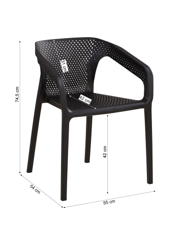 Homestyle4u Küchenstuhl 6er Set in Schwarz