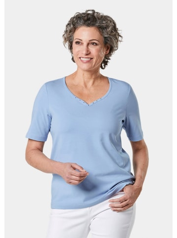 GOLDNER Kurzgröße:  T-Shirt Halbarm Basic-Shirt aus Baumwolle in hellblau