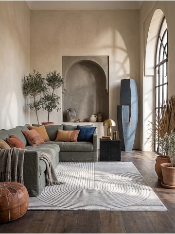 KADIMA DESIGN Teppich Kurzflor mit Zen-Dessin, pflegeleicht und flach im Aufbau in Grau