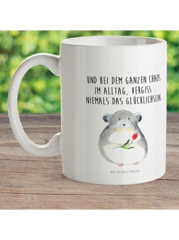 Mr. & Mrs. Panda Kindertasse Chinchilla Blume mit Spruch in Weiß