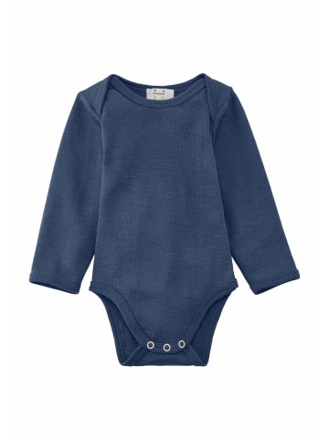 Hessnatur Hessnatur Langarm Body aus Bio-Merinowolle mit Seide in graphitblau